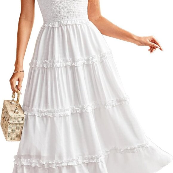 Dresses & Skirts - Womens Summer Beach Dress Shell Fabric X-Large Square Neck Casual for Vacation